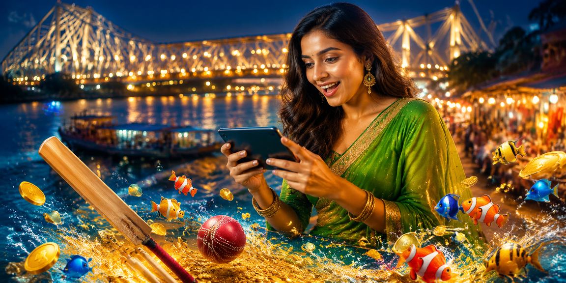 Kolkata Howrah Bridge evening with cricket betting theme
